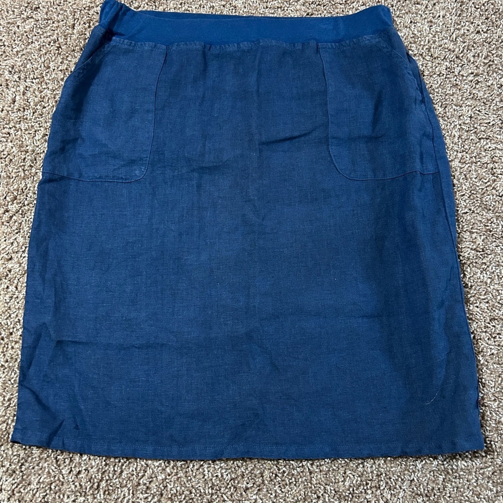 Allen Allen Blue Linen Skirt Women Size M Casual Summer‎ Lightweight Chic